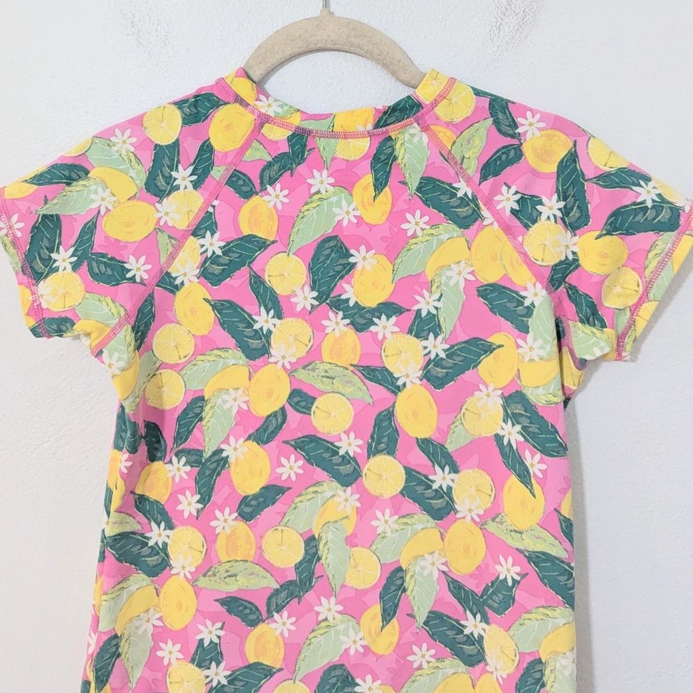 Garnet Hills Kids Lemon Print Rash Guard Swimwear Top Pink Yellow Girls 12 - Picture 7 of 8